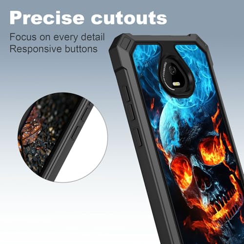 for Schok Volt Sv67q Sv67332 Case with Screen Protector, Military Grade Drop Protection, Dual Layer Hybrid Shockproof Protection TPU Phone Case for Schok Volt Sv67q, Skull Fire - color: Skull Fire