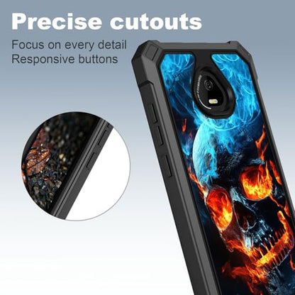 for Schok Volt Sv67q Sv67332 Case with Screen Protector, Military Grade Drop Protection, Dual Layer Hybrid Shockproof Protection TPU Phone Case for Schok Volt Sv67q, Skull Fire - color: Skull Fire