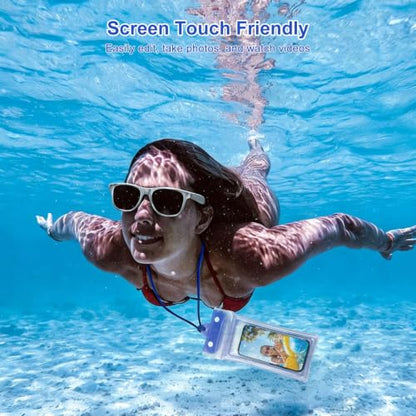 5 Pack 8.6" Multicolor Floating Waterproof Phone Pouch, IP68 Airbag Case with 3-Layer Ziplock, Clear Dry Bag with Lanyard for Beach, Swimming, Cruise Essentials for iPhone 17 16 Pro Max,Samsung