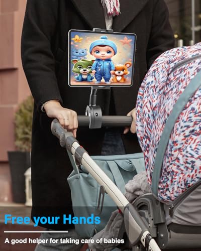 Handlebar Tablet Holder for Bike Pram Moto Wheel Chair, Metal Gooseneck Arm