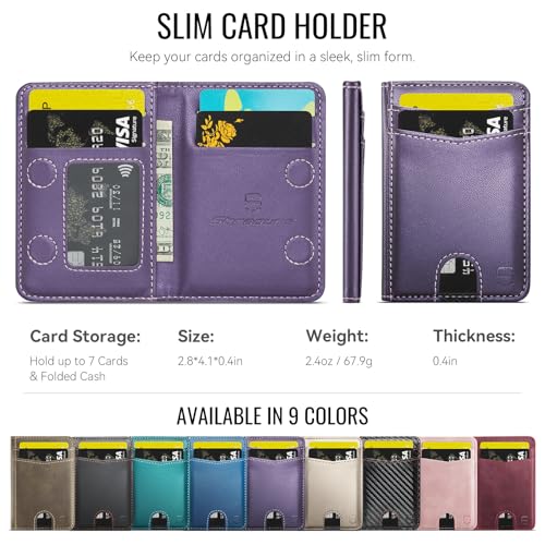 Strapurs Strong Magnetic Wallet Card Holder for MagSafe Phones and Cases, Slim PU Leather Detachable Phone Wallet with 6 Card Slots RFID Blocking for iPhone 17/16/15/14/13/12/Pro/Max/Plus – Purple - color: Purple