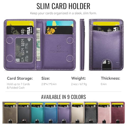 Strapurs Strong Magnetic Wallet Card Holder for MagSafe Phones and Cases, Slim PU Leather Detachable Phone Wallet with 6 Card Slots RFID Blocking for iPhone 17/16/15/14/13/12/Pro/Max/Plus – Purple - color: Purple