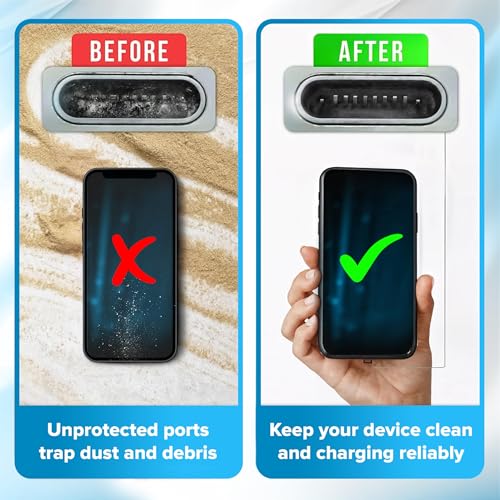 Lightning Dust Plugs 10 Pack with Easy Grip Tabs and Cleaning Brush, Black - color: Black, size: 10 Pack
