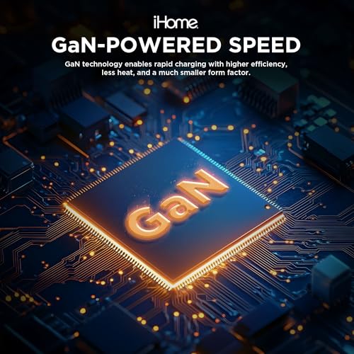 iHome GaN Universal USB-C Charger Block, Power Delivery, Folding Prongs, Compact Travel Design for Phones, Tablets & USB-C Devices (Black, 30W) - color: Black, size: 30W