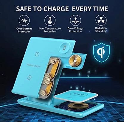 Wireless Charging Station, 3 in 1 Wireless Charger Stand, Fast Wireless Charging Dock for iPhone 14/13/12/11/Pro/X/Max/XS/XR/8/Plus, for Apple Watch 8/7/6/5/4/3/2/SE, for Airpods 3/2/Pro(White) - color: White