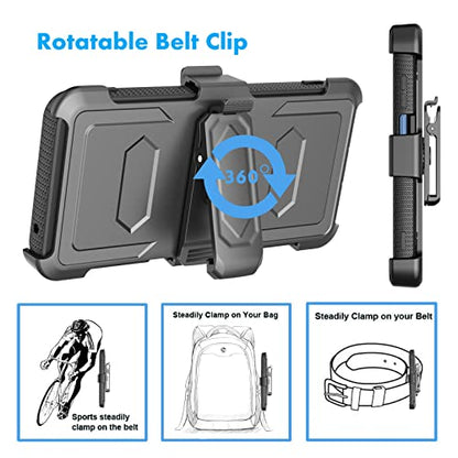 Njjex for Moto G 5G 2022 Case, for Motorola G 5G 2022 Phone Holster, [Nbeck] Shockproof Heavy Duty Built-in Screen Protector Rugged Swivel Belt Clip Holster Kickstand Hard Shell Cover [Black]