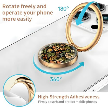 Cell Phone Ring Holder, Cute Metal Phone Grip Stand Finger Ring Kickstand, Flexible 360°Rotation Phone Tablet Case Accessories Compatible with Most Phones Cute Mushroom Butterfly - color: Cute Mushroom Butterfly