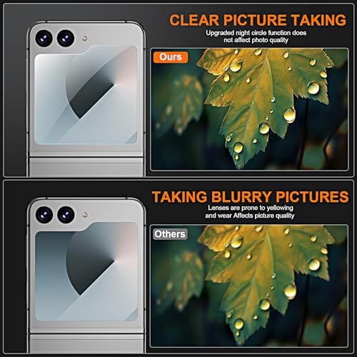 [2Set 4PCS] QUESPLE for Samsung Galaxy Z Flip 6 Screen Protector, 2 Pack Inner Flexible TPU Film+2 Pack Back Tempered Glass Screen Protector with Alignment Tool, HD Clear, Self-Healing, Scratch Resistant