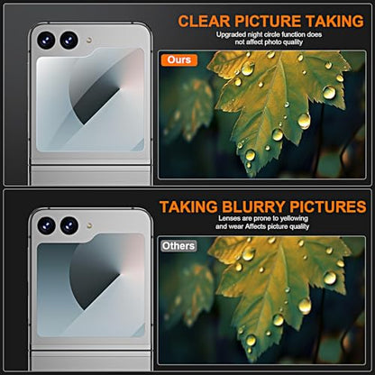 [2Set 4PCS] QUESPLE for Samsung Galaxy Z Flip 6 Screen Protector, 2 Pack Inner Flexible TPU Film+2 Pack Back Tempered Glass Screen Protector with Alignment Tool, HD Clear, Self-Healing, Scratch Resistant