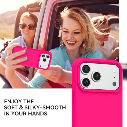 GUAGUA Compatible with iPhone 17 Pro Max Case 6.9 Inch Liquid Silicone Soft Gel Rubber Slim Thin Microfiber Lining Cushion Texture Cover Shockproof Protective Phone Case for iPhone 17 Pro Max,Hot Pink - color: Hot Pink, size: iPhone 17 Pro Max
