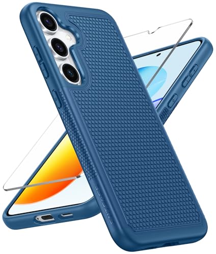 FNTCASE for Samsung Galaxy S25 Phone Case: Dual Layer Non Slip Protective | With Screen Protector, Shockproof Drop Protection, Matte Textured Protective Cell Phone Cover, for Daily Use, Blue - color: Blue, size: For Galaxy S25