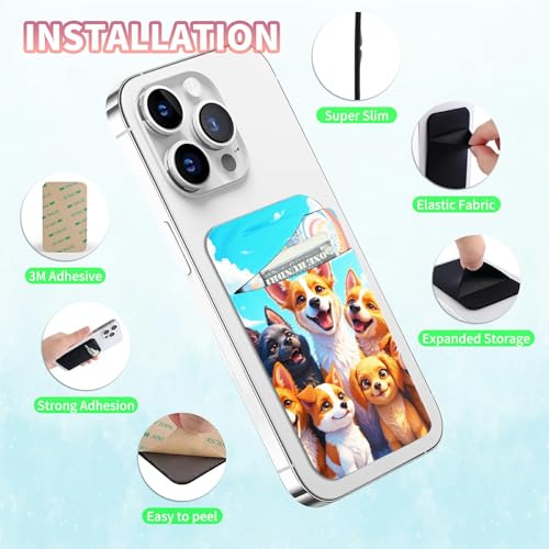 Phone Credit Card Holder Stick on, Cell Phone Pocket Self Adhesive Stretchy Stick on Wallet ID Credit Card Case Pouch Sleeve with Flap for All Smartphones, Blue Sky Seven - color: Blue Sky Seven