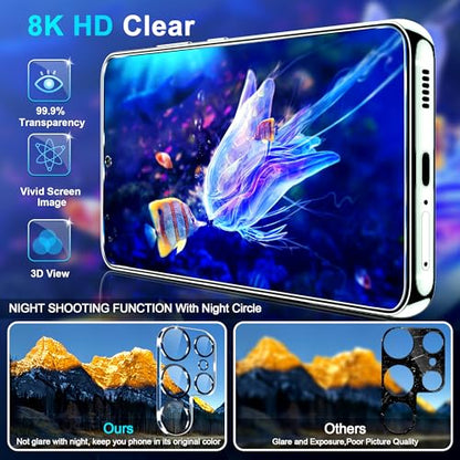 firtstnow 3 Pack for Samsung Galaxy S25 Ultra Screen Protector Tempered Glass + 3 Pack Camera Lens Protector, Military Grade Shatterproof, 9H Hardness, Fingerprint Unlock,Case Friendly 6.9 Inch