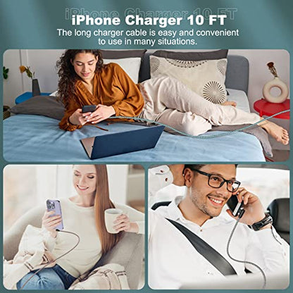 3 Pack iPhone Charger 10FT Right Angle Lightning Cable Fast Charging Cord - size: 10ft