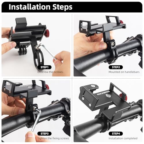 ROCKBROS Bike Phone Mount, Aluminum Handlebar Clamp for 4.7-7.1 in Phones
