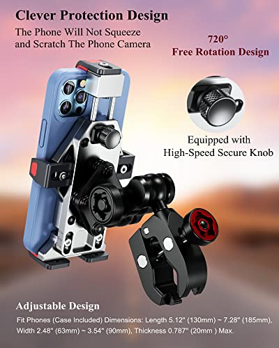 BRCOVAN Anti-Theft Metal Motorcycle Phone Mount with Vibration Dampener