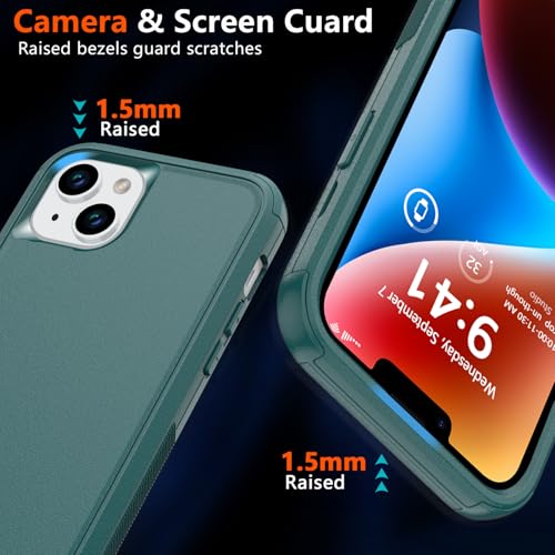 Diverbox Heavy Duty Magnetic Case for iPhone 14 [with Screen & Camera Lens Protector] (Dark Green) - color: Magnetic Dark Green
