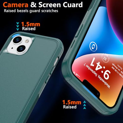 Diverbox Heavy Duty Magnetic Case for iPhone 14 [with Screen & Camera Lens Protector] (Dark Green) - color: Magnetic Dark Green