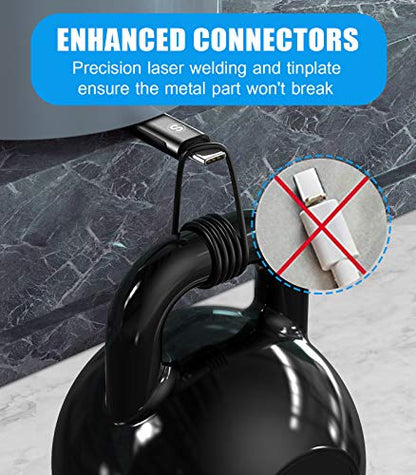 sweguard USB to USB C Cable 3-Pack 10ft 6.6ft 3.3ft Fast Charging Braided - color: Black, size: 10ft+6.6ft+3.3ft