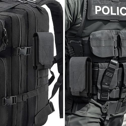 Urvoix Dual Cell Phone Holster, MOLLE Tactical Belt Pouch for 2 Phones | Dual-Pocket Utility Phone Bag for Power Bank, Cards & Keys, EDC Nylon Cell Phone Case for iPhone 17 Pro Max, 16/15/14 Pro Max - color: Double Pocket