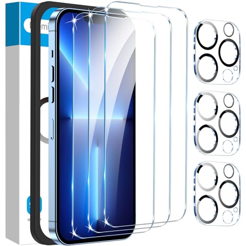 Fotbor for [3+3 Pack] iPhone 13 Pro Max Screen Protector with Camera Lens Protector, 9H Tempered Glass Case Friendly Film with Easy Installation Kit 6.7'' - size: iPhone 13 Pro Max-6.7 inch