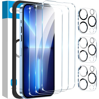 Fotbor for [3+3 Pack] iPhone 13 Pro Max Screen Protector with Camera Lens Protector, 9H Tempered Glass Case Friendly Film with Easy Installation Kit 6.7'' - size: iPhone 13 Pro Max-6.7 inch