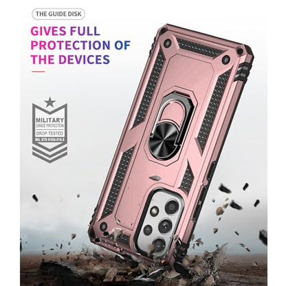 for Samsung A53 5G Case, Galaxy A53 5G Case with HD Screen Protector, [Military Grade 16ft. Drop Tested] Ring Shockproof Protective Phone Case for Samsung Galaxy A53 5G,Rose Gold - color: Samsung Galaxy A53 5G Case Rose Gold