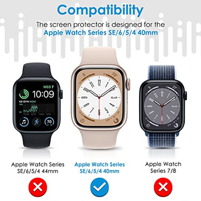 UniqueMe 6 Pack for Apple Watch 40mm SE 3/SE 2/SE Screen Protector - size: 40mm