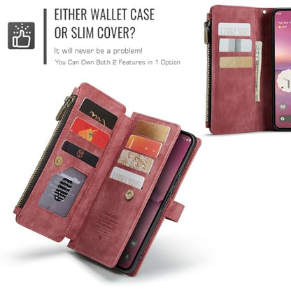 Google Pixel 10 Pro XL 5G Wallet Case with Card Holder,Red - color: Red, size: Pixel 10 Pro XL 6.8 Inch