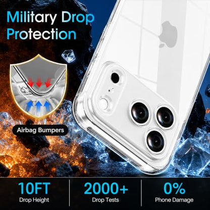 Soft TPU Clear Case for iPhone 17 Pro Max 6.9 inch | Not-Yellowing，Military Drop Protection，Shockproof Transparent Silicone Case, Ultra Slim & Thin，Camera Protection,Clear - size: for iPhone 17 Pro Max