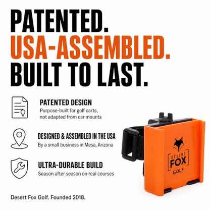 Strap Style Golf Cart Phone Holder, Golf Cart Phone Mount by Desert Fox - color: Orange