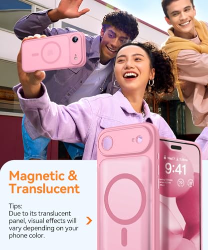 CANSHN Magnetic Compatible with iPhone Air Case(6.5 Inch), Upgraded [Full Camera Protection] [Compatible with Magsafe] [Translucent Matte] Shockproof Phone Cover for iPhone 17 Air Case,Pink - color: Pink, size: iPhone Air (6.9 Inch,1 Lens)
