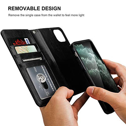 Bocasal Detachable Wallet Case Card Holder for iPhone 11 Pro Max Black - color: Black