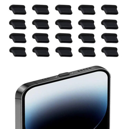 USB-C Dust Plugs 20-Pack Anti-Dust Silicone Cover, Black - color: Black