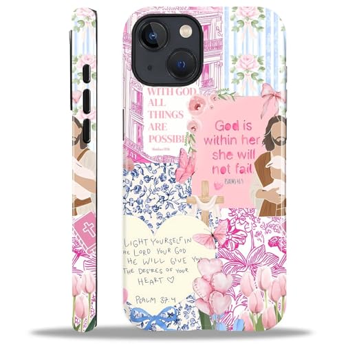 Case Designed for iPhone 13 14, Hybrid 2-Layer Case, Military-Grade Protection Durable Shockproof Anti-Scratch Phone Case, Pink Blue Jesus Collage - color: A Pink Blue Jesus Collage, size: Iphone 13/14