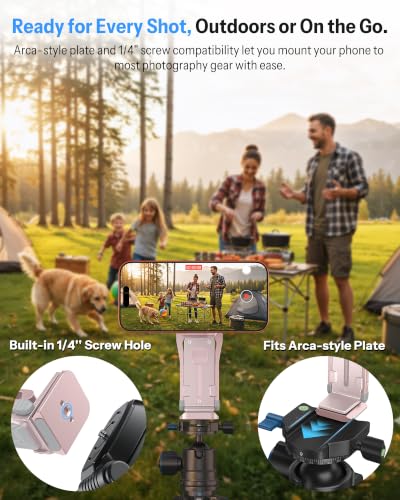 OMOTON TP02-Pro Magnetic Phone Holder for Vlogging, Content Creator Essentials with 1/4" Screw, Arca (7-Pink) - color: 7-Pink
