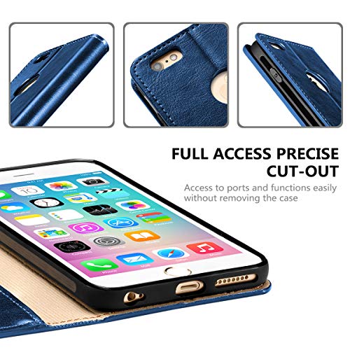 Belemay Compatible with iPhone 6s Case, Compatible with iPhone 6 Case, Genuine Leather Slim Wallet, Flip Folio Cover Card Holder Slots, Kickstand, Cash Pocket, Blue - color: Classic Blue, size: iPhone 6/6S