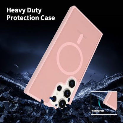 for Samsung Galaxy S23 Ultra Case Magnetic, Compatible with Magsafe 6.8 Inches Slim Fit Heavy Duty Protection Wireless Charging Lightweight Shockproof Anti-Slip Protective Phone Cover, Pink - color: Pink Magnetic