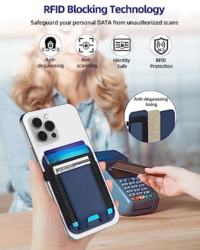 For Magsafe Wallet, 7 Card Holder, Strongest Magnetic Wallet | Magnetic Card Holder Wallet for iPhone 17/16/15/14/13/12 Series, 2 Card Slots, RFID Blocking, Vegan Leather, Navy Blue - color: Navy Blue