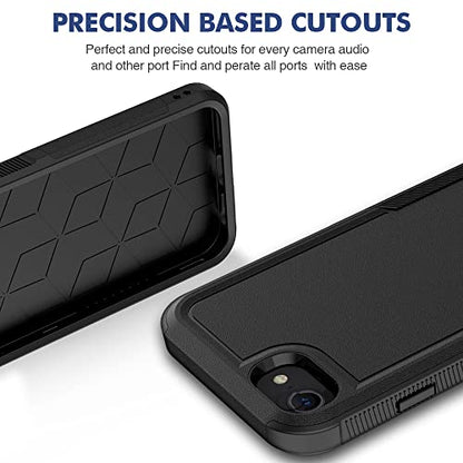 Heavy‑Duty Rugged Anti‑Drop Shockproof Protective Phone Case for iPhone SE 3rd/2rd, iPhone 8/7 Case, Durable Protective Shell, Black - color: Black, size: iPhone 7/8/SE2/SE3