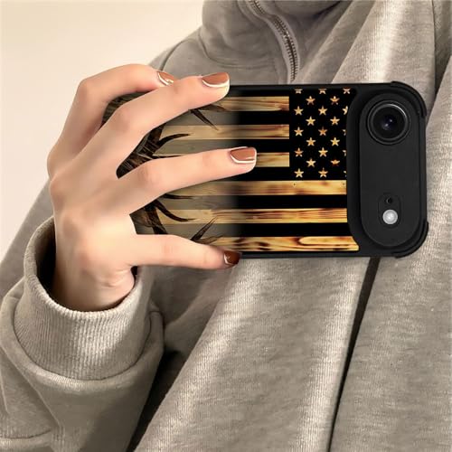 DJSOK Case for iPhone 17 Air,Compatible with MagSafe,Anti-Scratch Shockproof Case,Wood Grain American Flag Buck Hunter Deer - color: Wood Grain American Flag Buck Hunter Deer, size: iPhone 17 Air