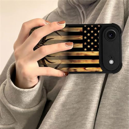 DJSOK Case for iPhone 17 Air,Compatible with MagSafe,Anti-Scratch Shockproof Case,Wood Grain American Flag Buck Hunter Deer - color: Wood Grain American Flag Buck Hunter Deer, size: iPhone 17 Air