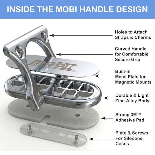 Patented 3-Finger Phone Grip & Stand - Comfortable & Secure Loop Holder for iPhone & Android - Ultra-Slim Zinc Alloy - Magnetic Mount Ready - Cell Phone Ring Alternative [Silver Chrome] - color: Silver
