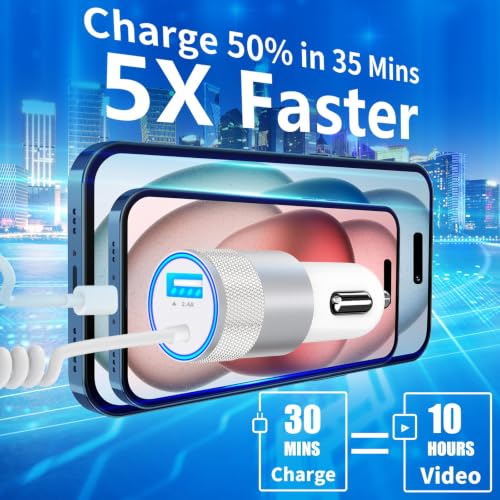 iPhone Car Charger Fast Charging【Apple MFi Certified】4.8A Car Phone Charger - color: Jet Black
