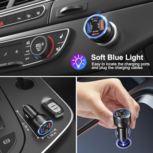Car Charger 5 Pack, Bangfun 65W Multi Port 12V USB C & USB A Car Charger - color: Black, size: 5-Pack