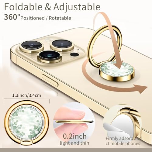 Cell Phone Ring Holder, Cute Phone Ring Grip Stand, 360°Rotation Funny Metal Kickstand Finger Grip Cute Boho Flowers - color: Cute Boho Flowers