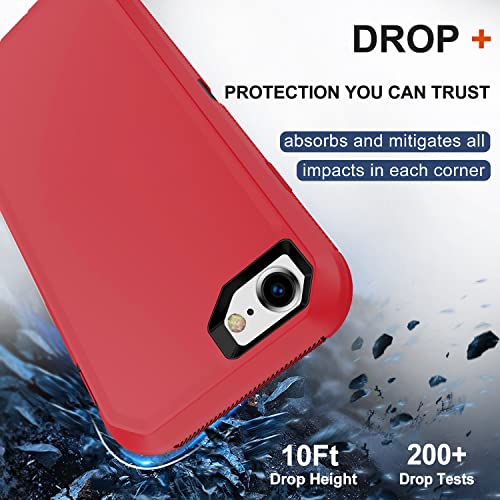 for iPhone SE 2020 Case, iPhone 8 Case, iPhone 7 Case with Belt Clip Holster, 2X Screen Protector, Heavy Duty Military Grade Rugged Shockproof Protective Cover for iPhone 7/8/SE 2nd - color: Red