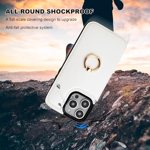 ONETOP for iPhone 16 Pro Max Wallet Case with Credit Card Holder,White - color: White
