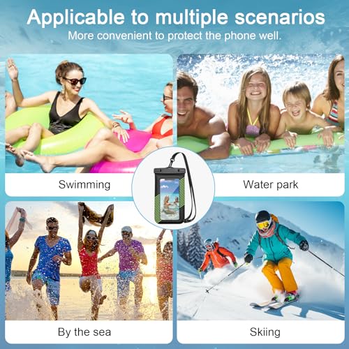 1 Pcs Waterproof Phone Case for Beach Adventures Swimming Outdoor Activities with Touch Screen Adjustable Strap (Green) - color: Green