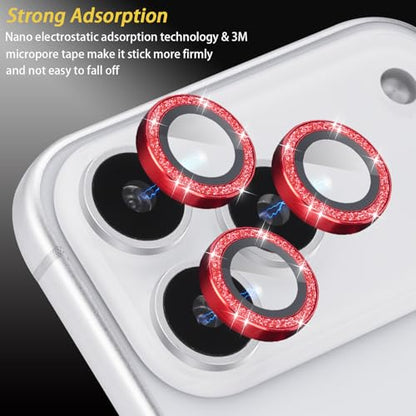Camera Lens Protector for iPhone 17 Pro/17 Pro Max, Glitter Red - color: Glitter Red